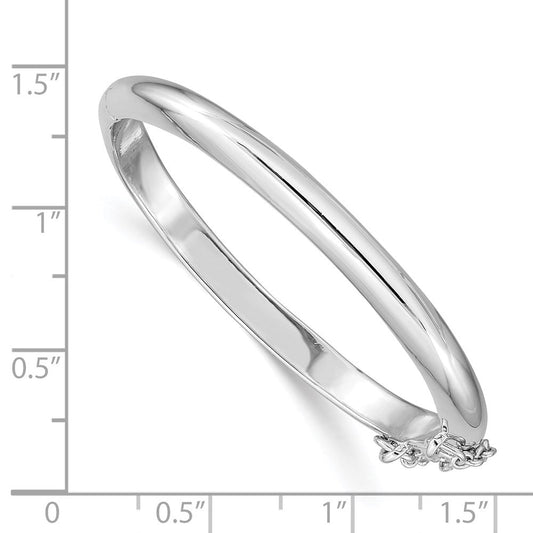 Sterling Silver RH-plated Polished 4mm w/ Safety Hinged Children's Bangle QB776