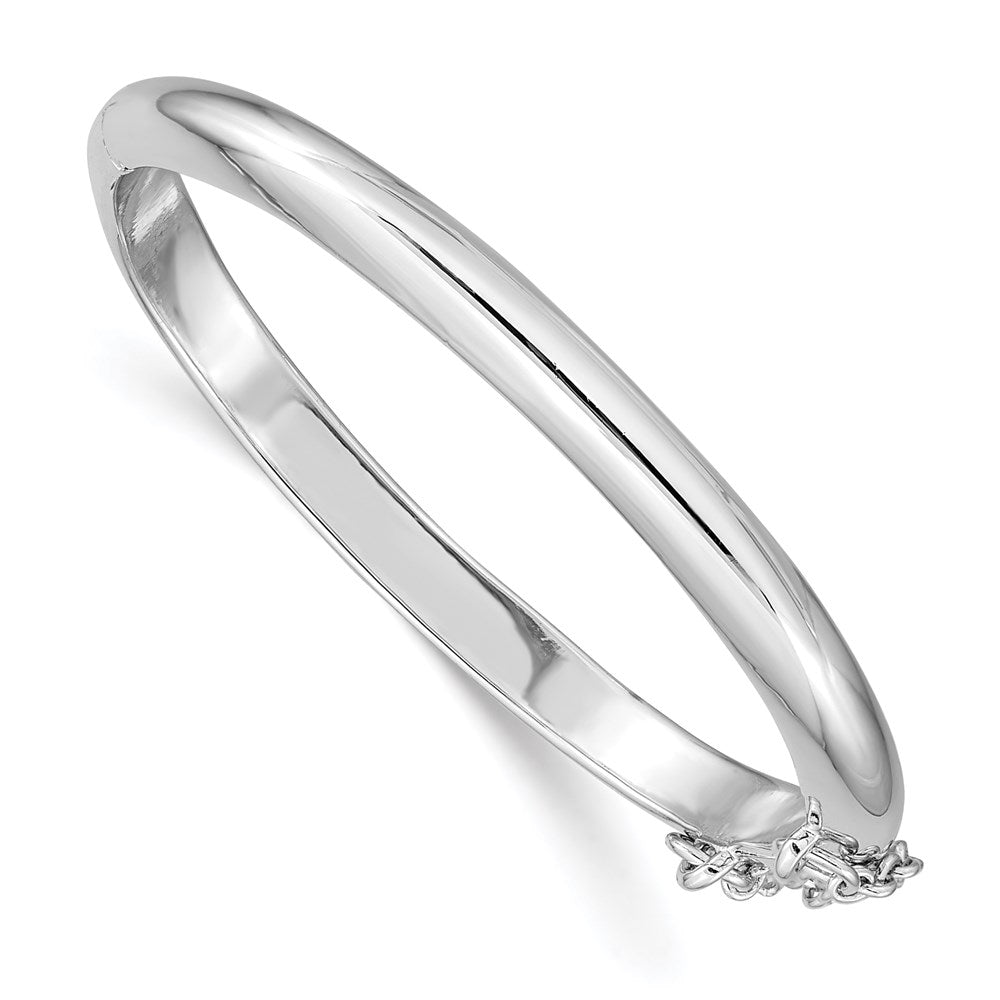 Sterling Silver RH-plated Polished 4mm w/ Safety Hinged Children's Bangle QB776