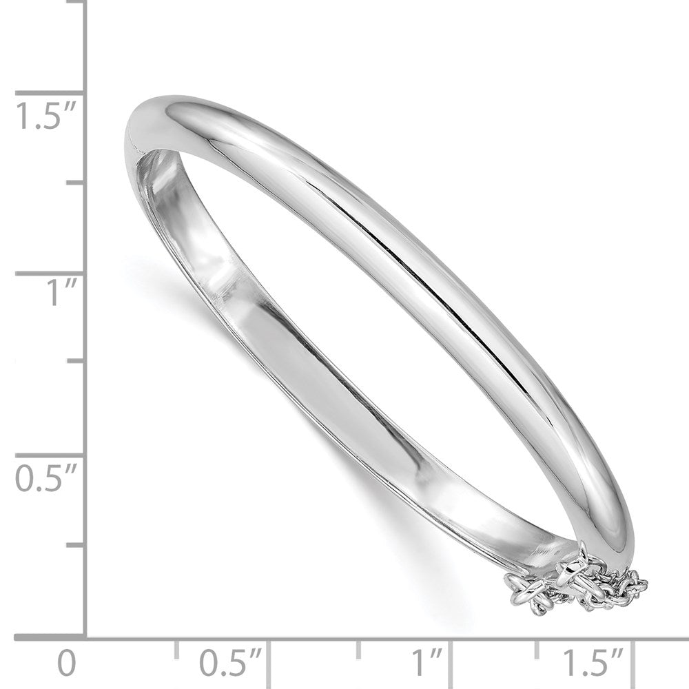 Sterling Silver RH-plated Polished 4mm w/ Safety Hinged Children's Bangle QB777