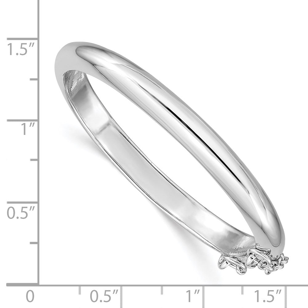 Sterling Silver RH-plated Polished 5mm w/ Safety Hinged Children's Bangle QB779