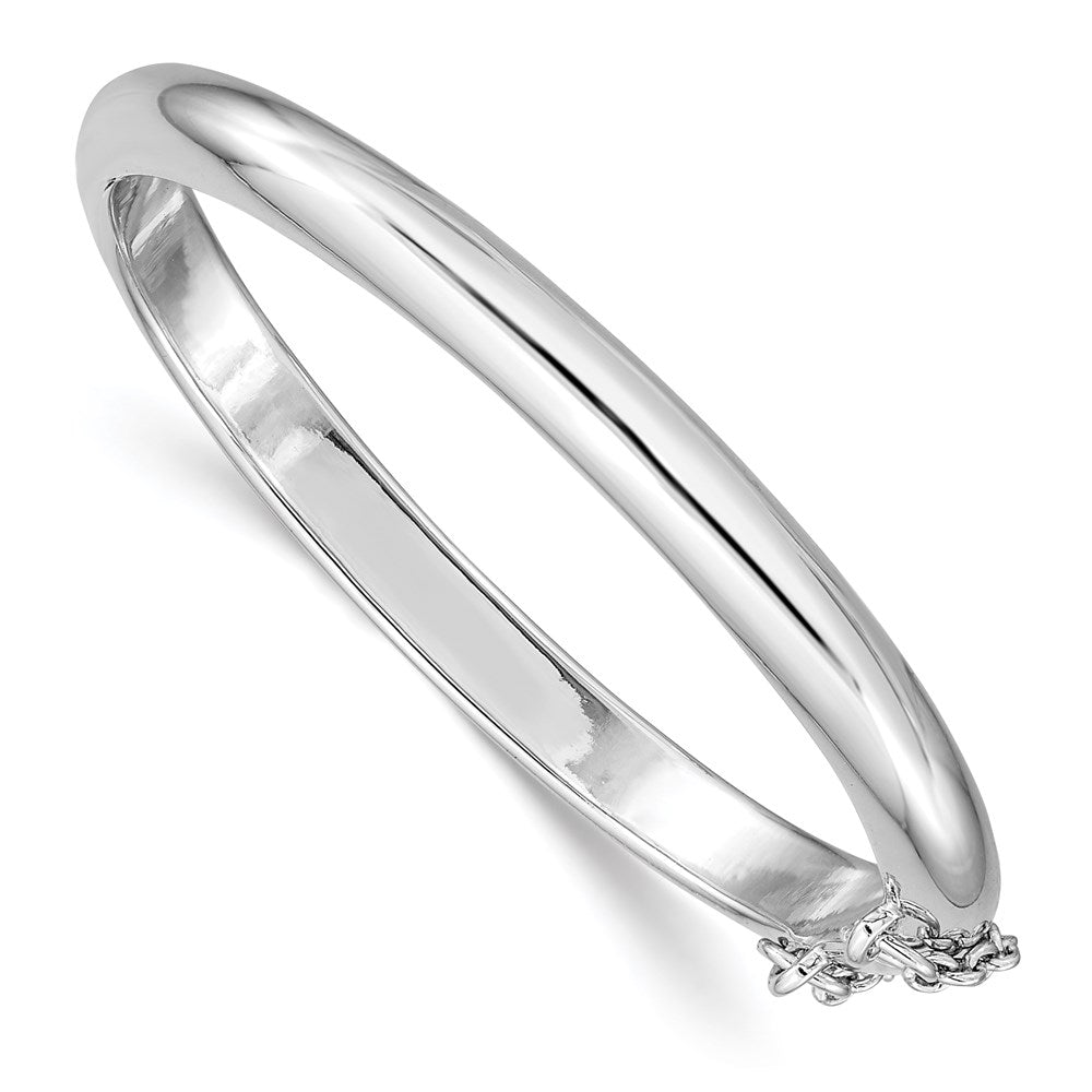 Sterling Silver RH-plated Polished 5mm w/ Safety Hinged Children's Bangle QB780