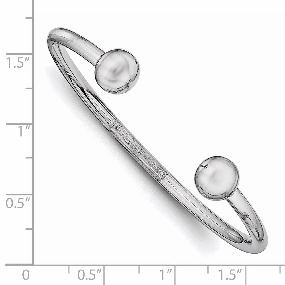 Sterling Silver Rhodium-plated Polished 3mm Children's Cuff Bangle QB835