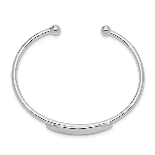 Sterling Silver Rhodium-plated Polished ID Children's Cuff Bangle QB837