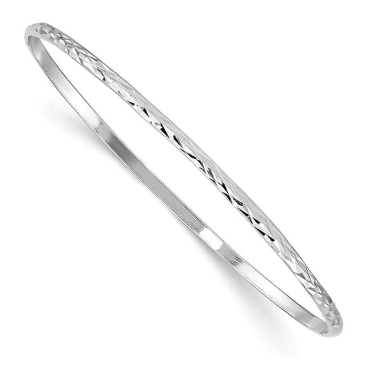 Sterling Silver RH-plated Polished & D/C 2mm Slip On Children's Bangle QB851