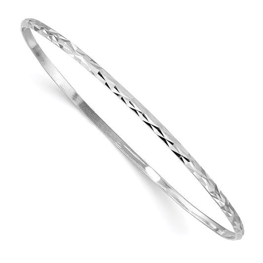 Sterling Silver RH-plated Polished & D/C 2mm Slip On Children's Bangle QB852