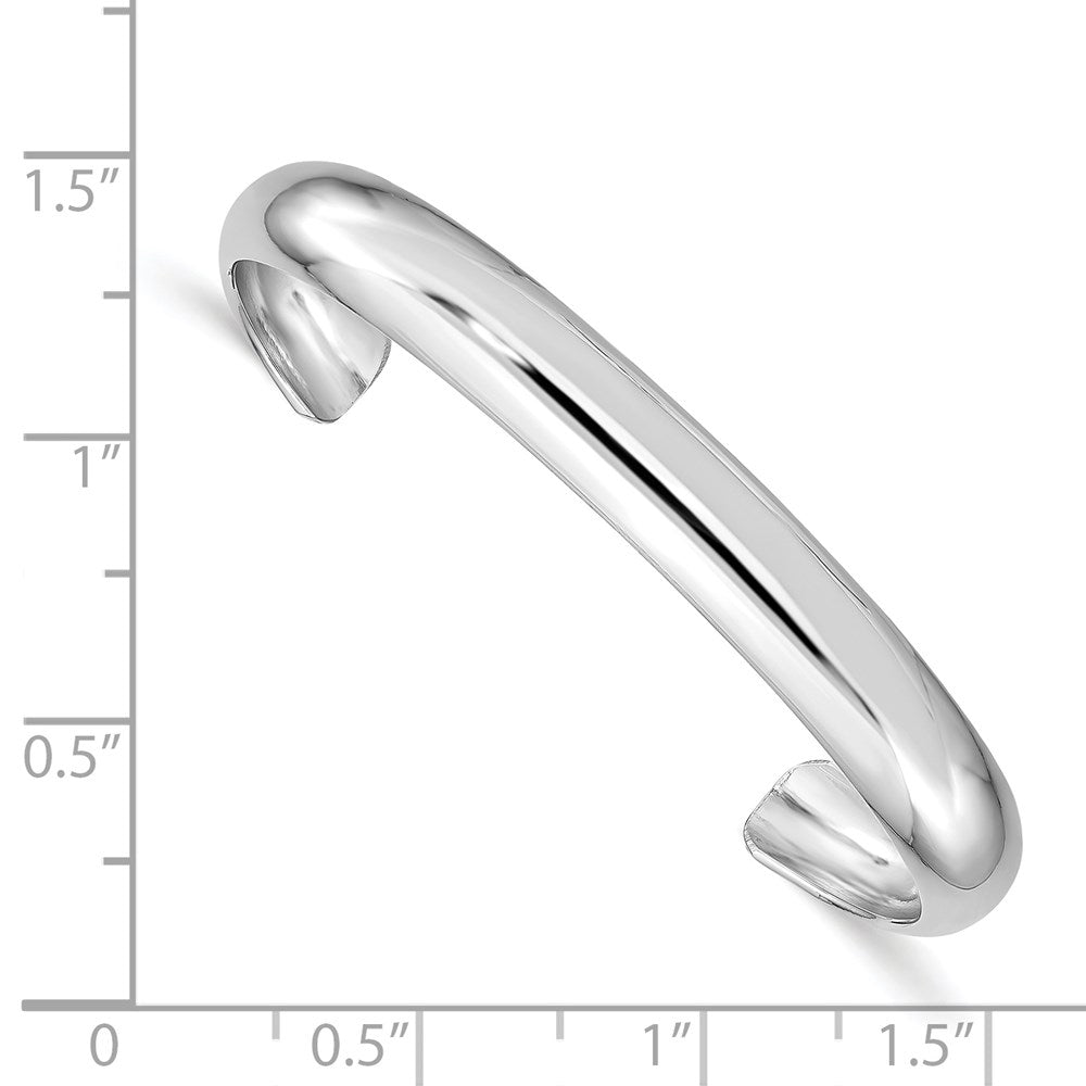 Sterling Silver Rhod-plated Polished & Domed 6mm Children's Cuff Bangle QB865