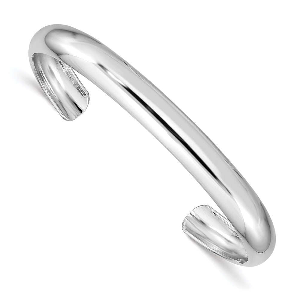 Sterling Silver Rhod-plated Polished & Domed 6mm Children's Cuff Bangle QB866
