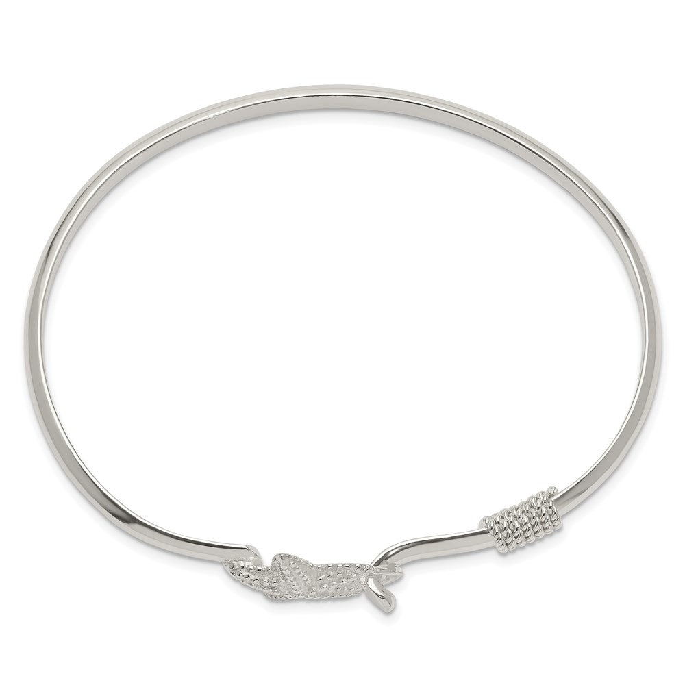 Sterling Silver Polished and Textured Starfish Bangle QB910