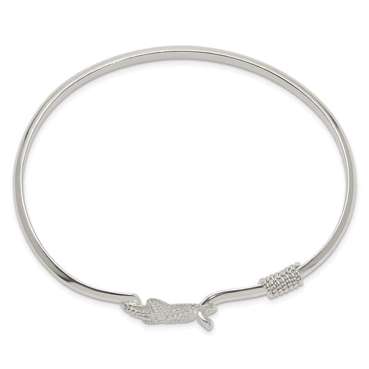 Sterling Silver Polished and Textured Starfish Bangle QB910