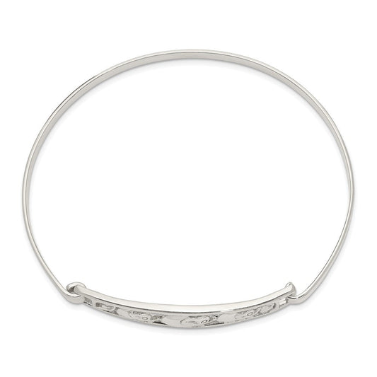 Sterling Silver Elephant Hinged Bangle QB915