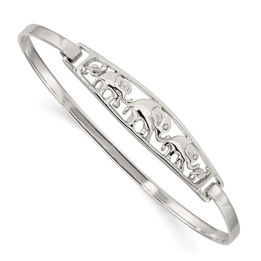 Sterling Silver Elephant Hinged Bangle QB915