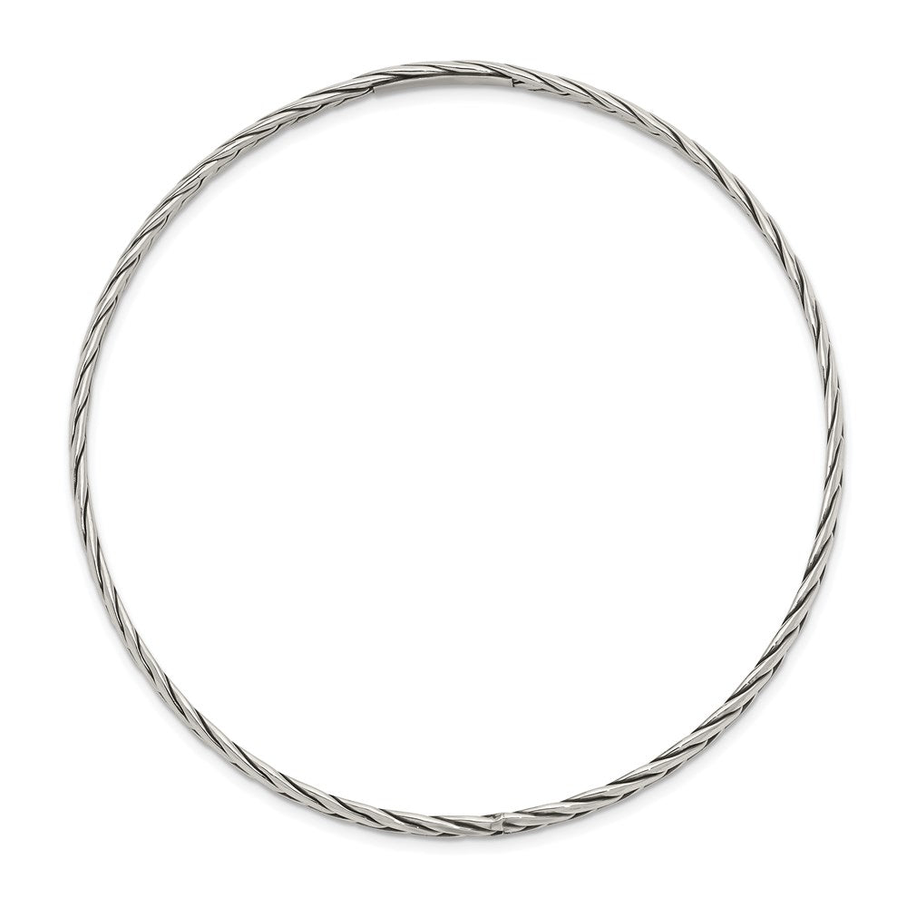Sterling Silver Antiqued 3mm Slip-on Bangle QB922