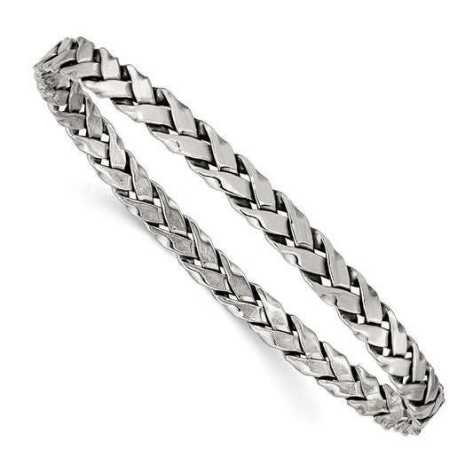 Sterling Silver Antiqued 5.25mm Slip-on Bangle QB928