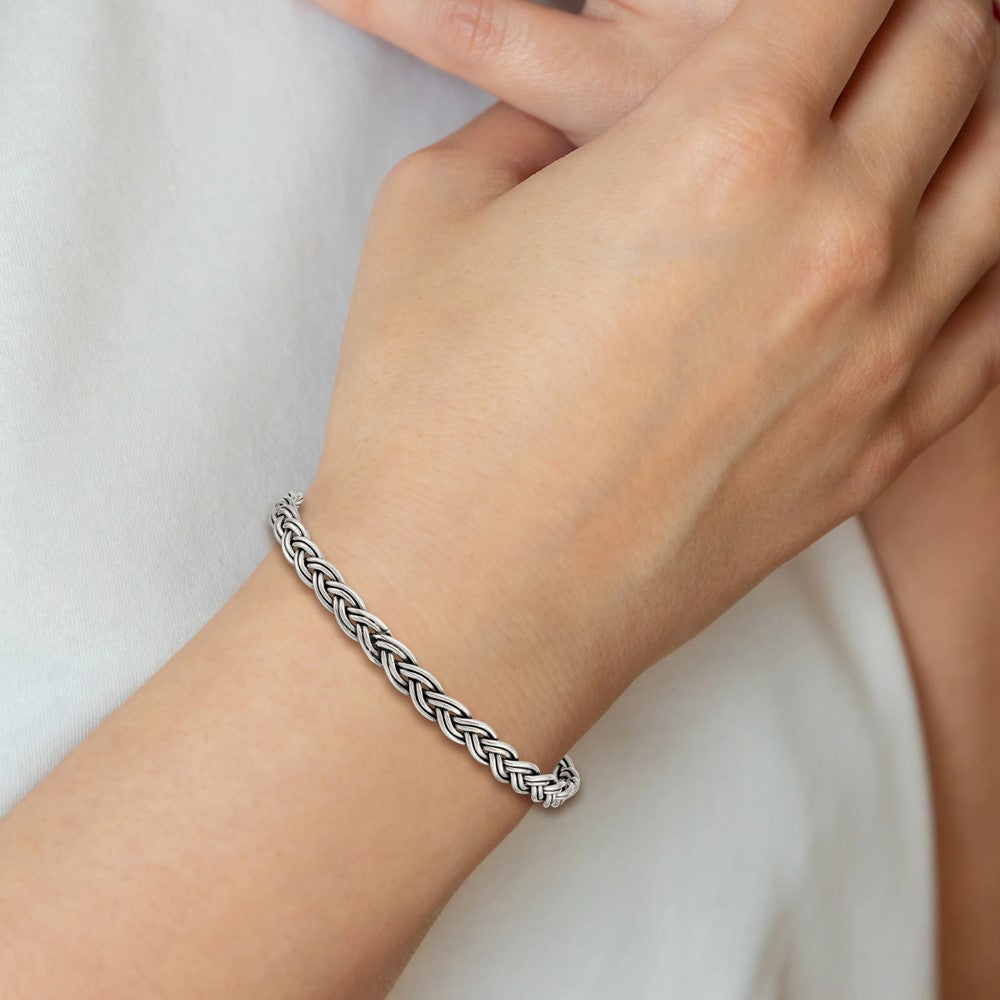 Sterling Silver Antiqued 5.25mm Slip-on Bangle QB930
