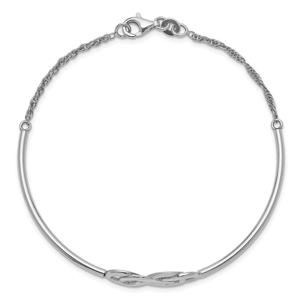 Sterling Silver Rhodium-plated Double Infinity Symbol Bangle Bracelet QB939