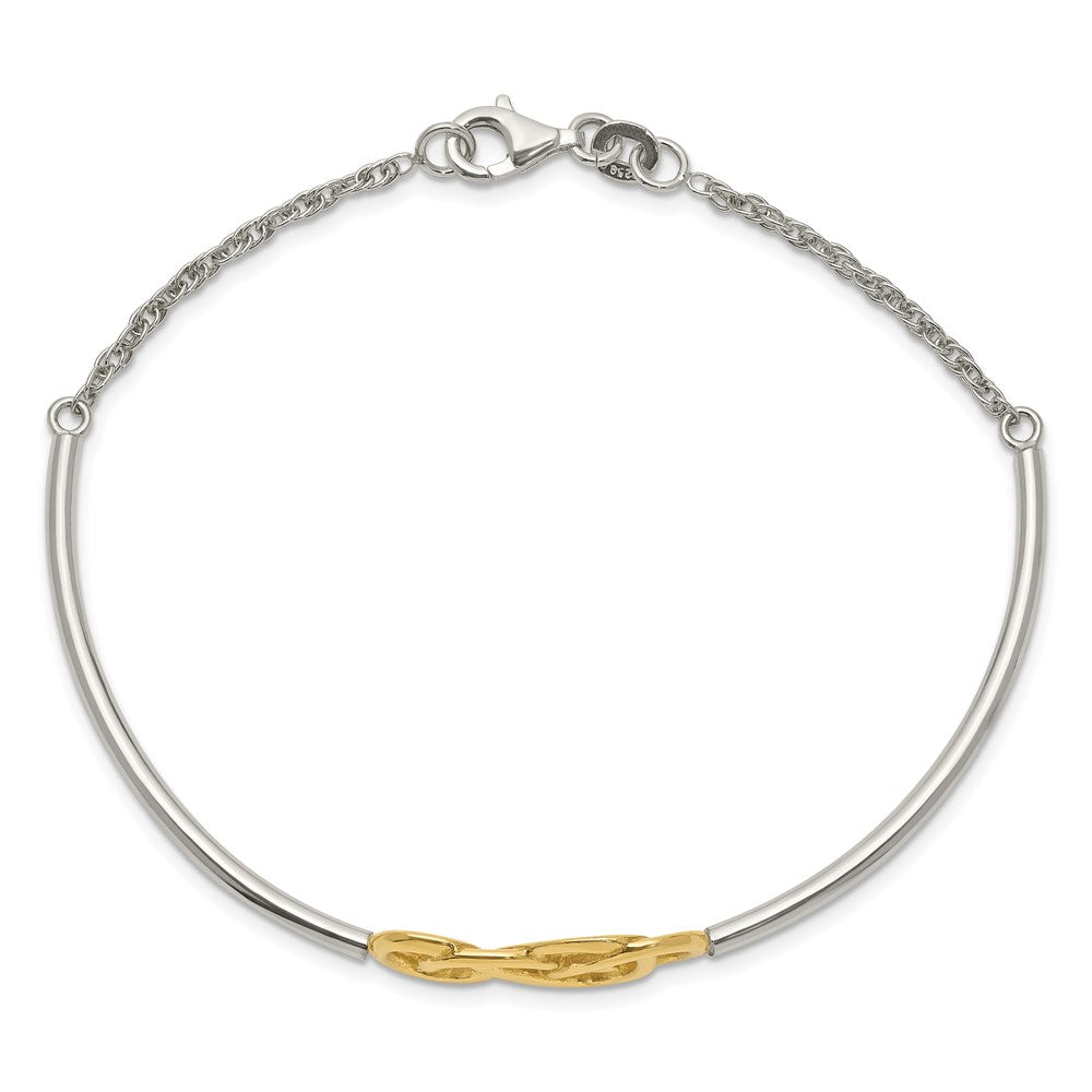 Sterling Silver Flash Gold Double Infinity Symbol Bangle Bracelet QB940
