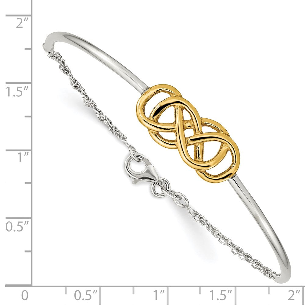 Sterling Silver Flash Gold Double Infinity Symbol Bangle Bracelet QB940