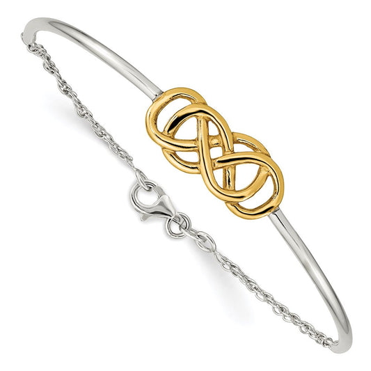 Sterling Silver Flash Gold Double Infinity Symbol Bangle Bracelet QB940