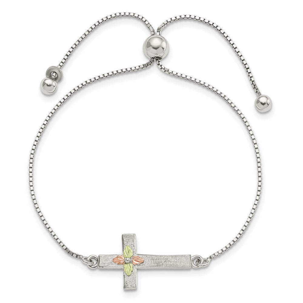 Landstrom's Mt. Rushmore Black Hills Sterling Silver 12k Accents Landstrom's Mt. Rushmore Black Hills Gold Cross Adjustable Bracelet QBH278