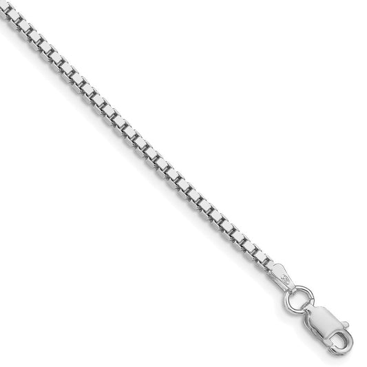 Sterling Silver Rhodium-plated 1.9mm Box Chain QBX037R-8