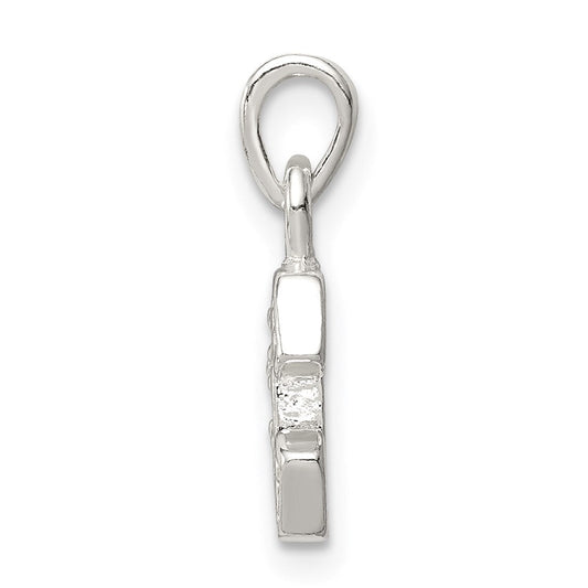 Sterling Silver CZ Letter E Initial Pendant QC6717E
