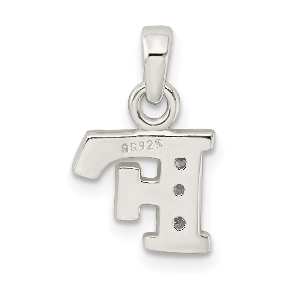 Sterling Silver CZ Letter F Initial Pendant QC6717F