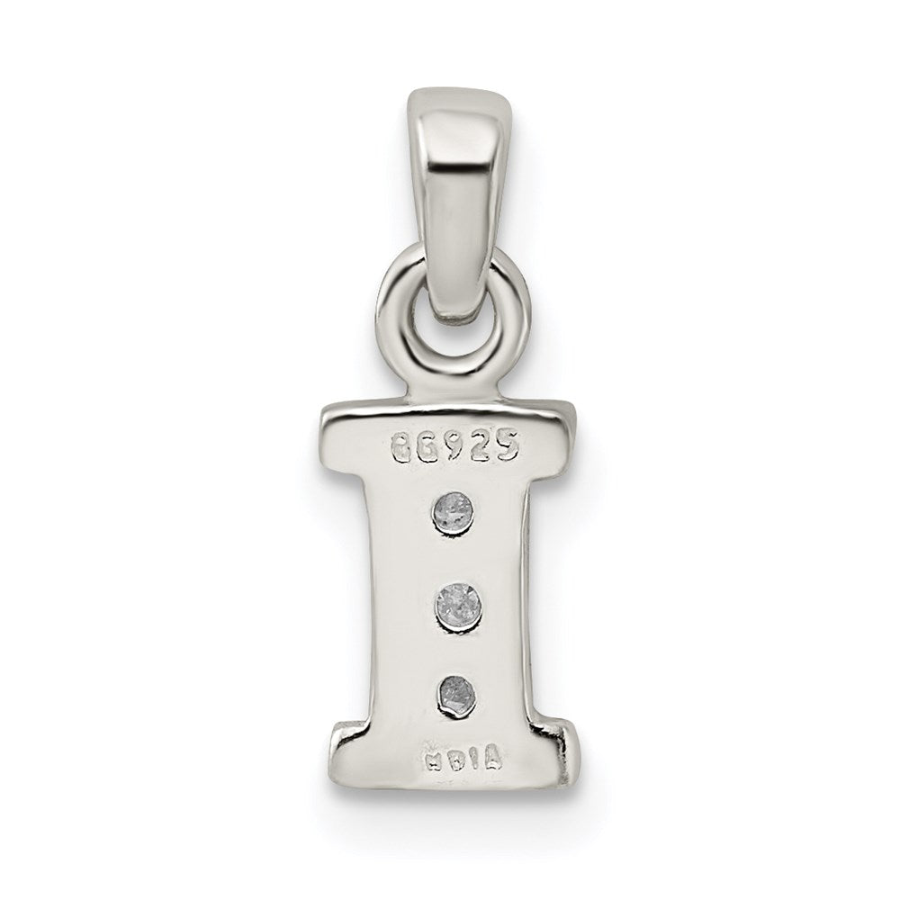 Sterling Silver CZ Letter I Initial Pendant QC6717I