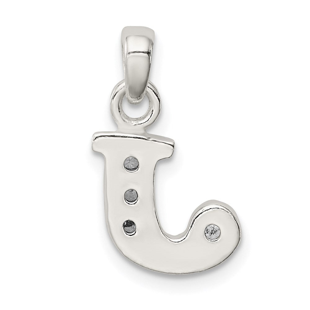 Sterling Silver CZ Letter J Initial Pendant QC6717J