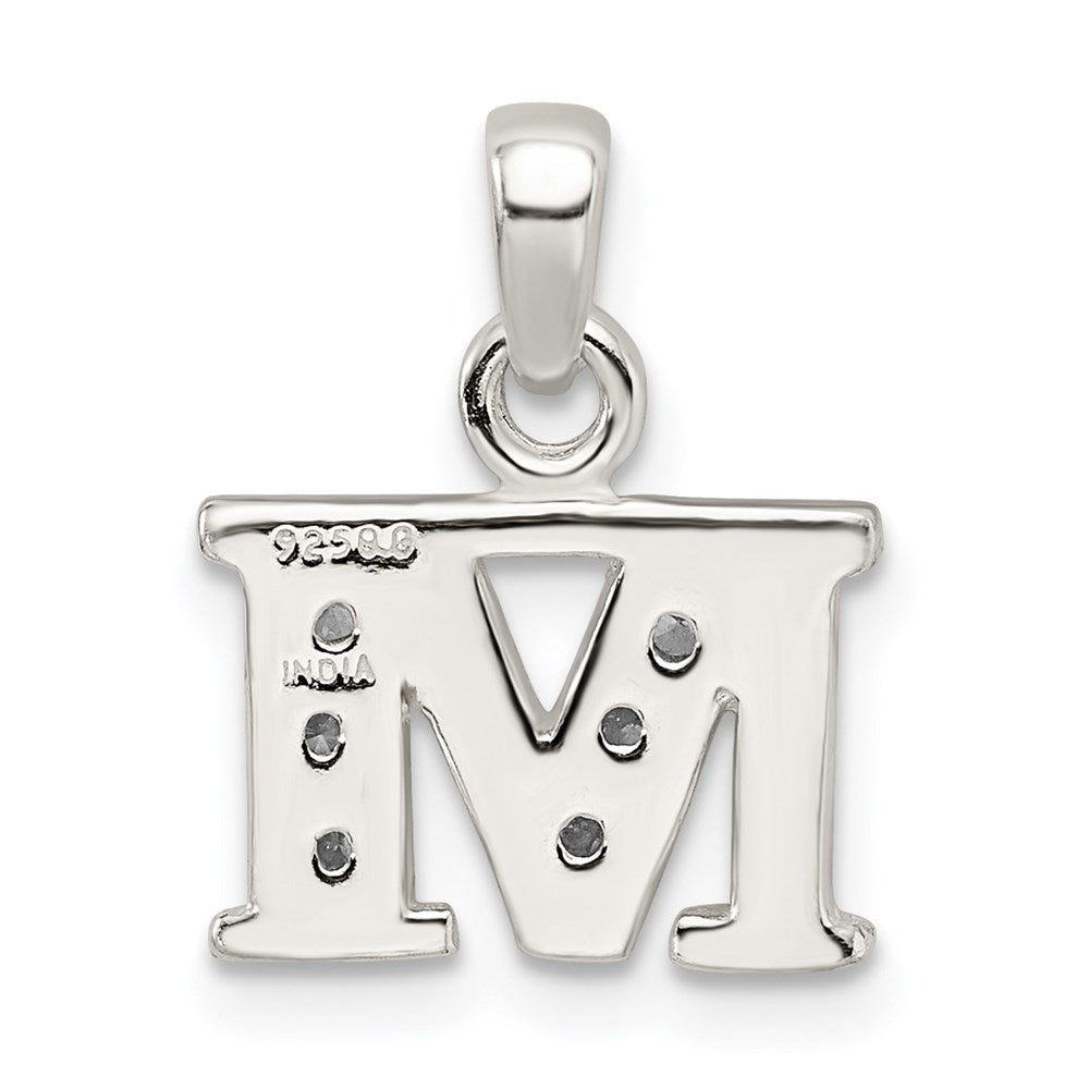 Sterling Silver CZ Letter M Initial Pendant QC6717M