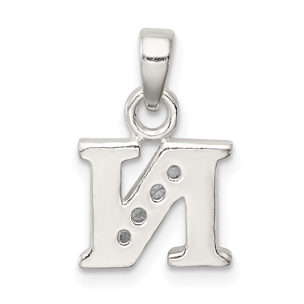 Sterling Silver CZ Letter N Initial Pendant QC6717N