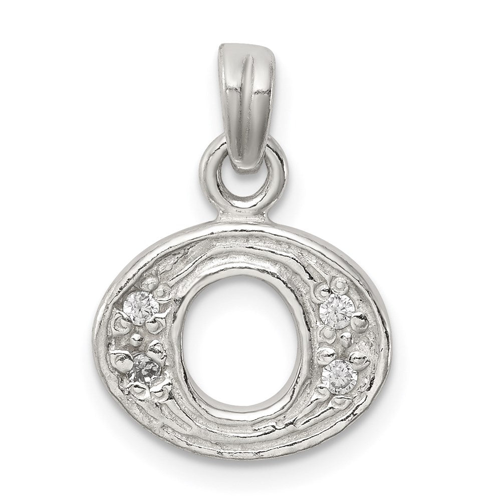 Sterling Silver CZ Letter O Initial Pendant QC6717O