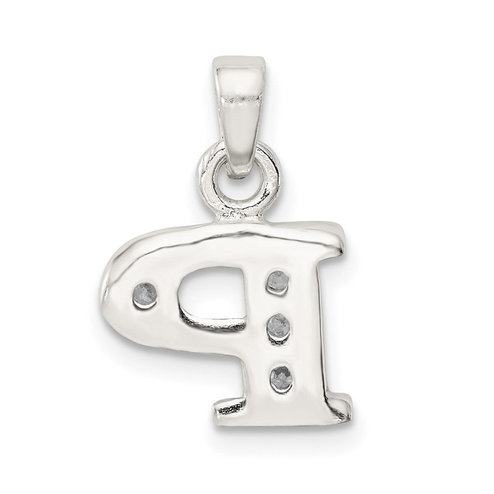 Sterling Silver CZ Letter P Initial Pendant QC6717P