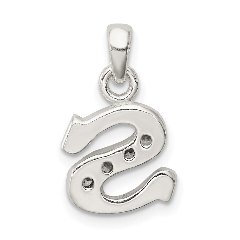 Sterling Silver CZ Letter S Initial Pendant QC6717S
