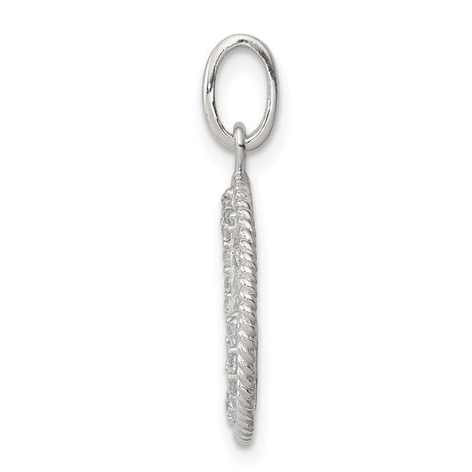 Sterling Silver Rhodium-plated Polished CZ Anchor Pendant QC8997