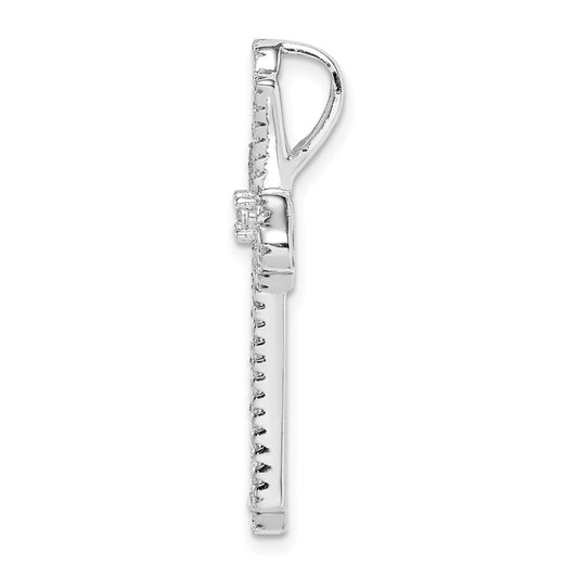 Sterling Silver Rhodium Plated Pink and White CZ Cross Pendant Slide QC9384