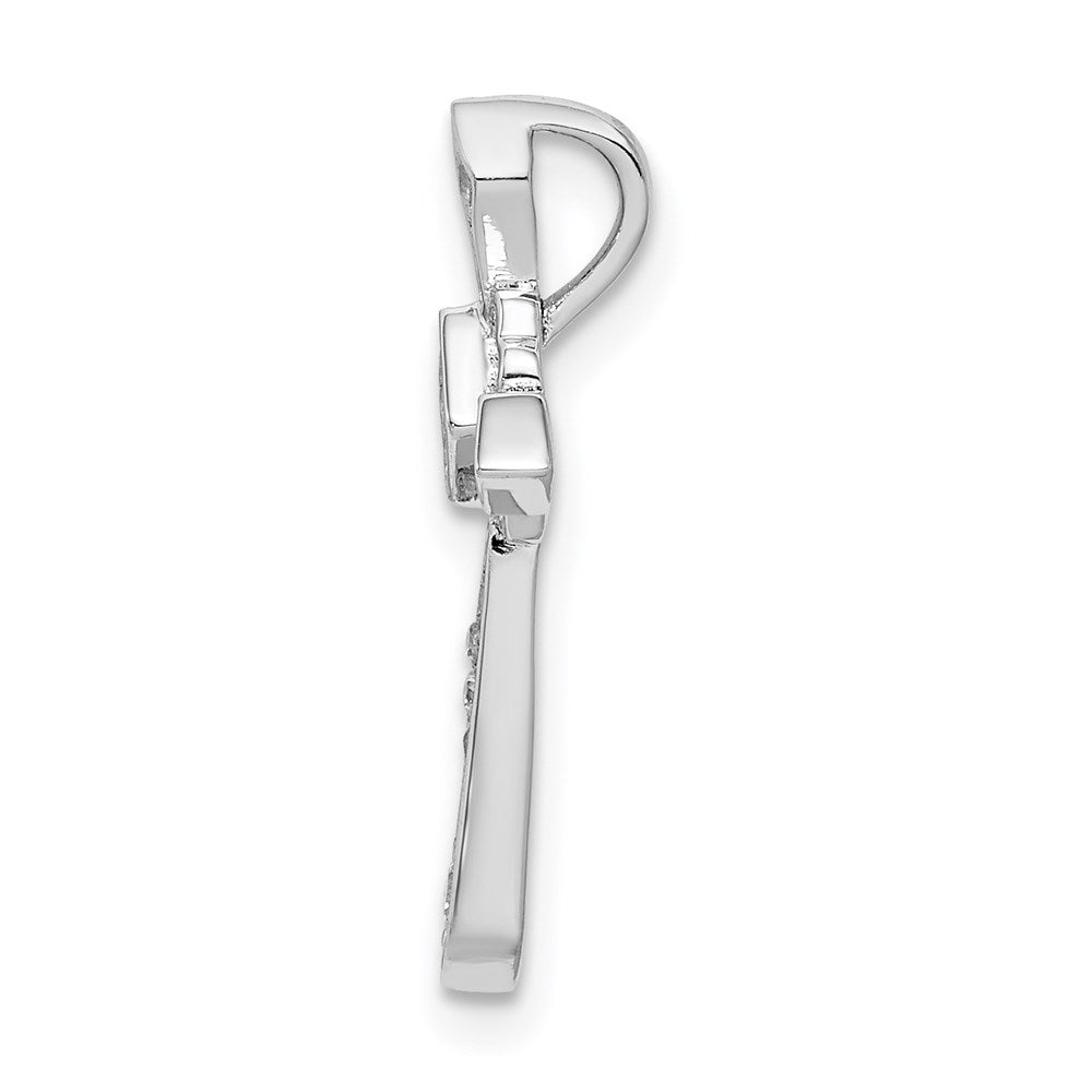 Sterling Silver Rhodium-plated CZ Cross Chain Slide QC9387