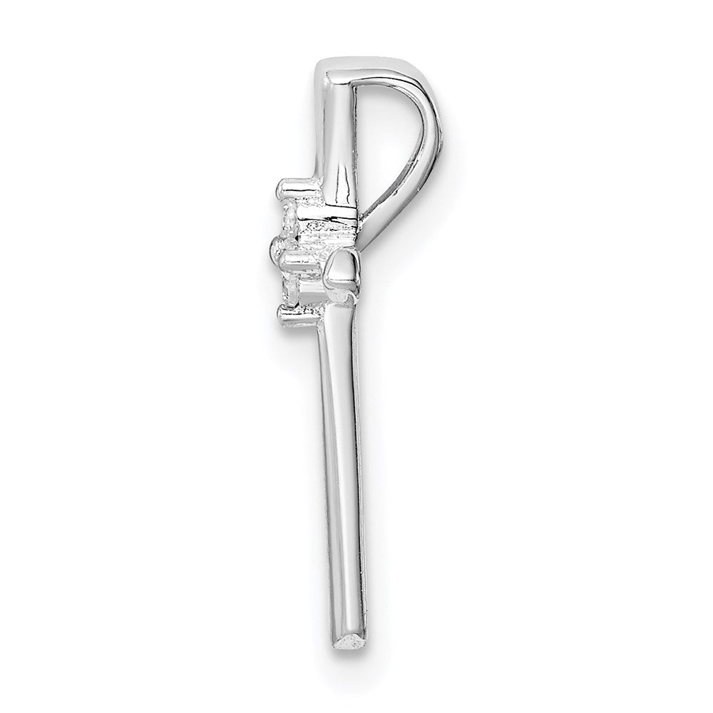 Sterling Silver Rhodium plated CZ Cross Chain Slide Pendant QC9390