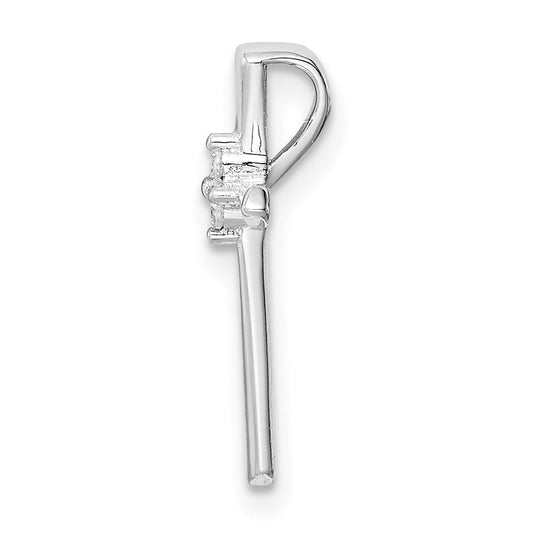 Sterling Silver Rhodium plated CZ Cross Chain Slide Pendant QC9390