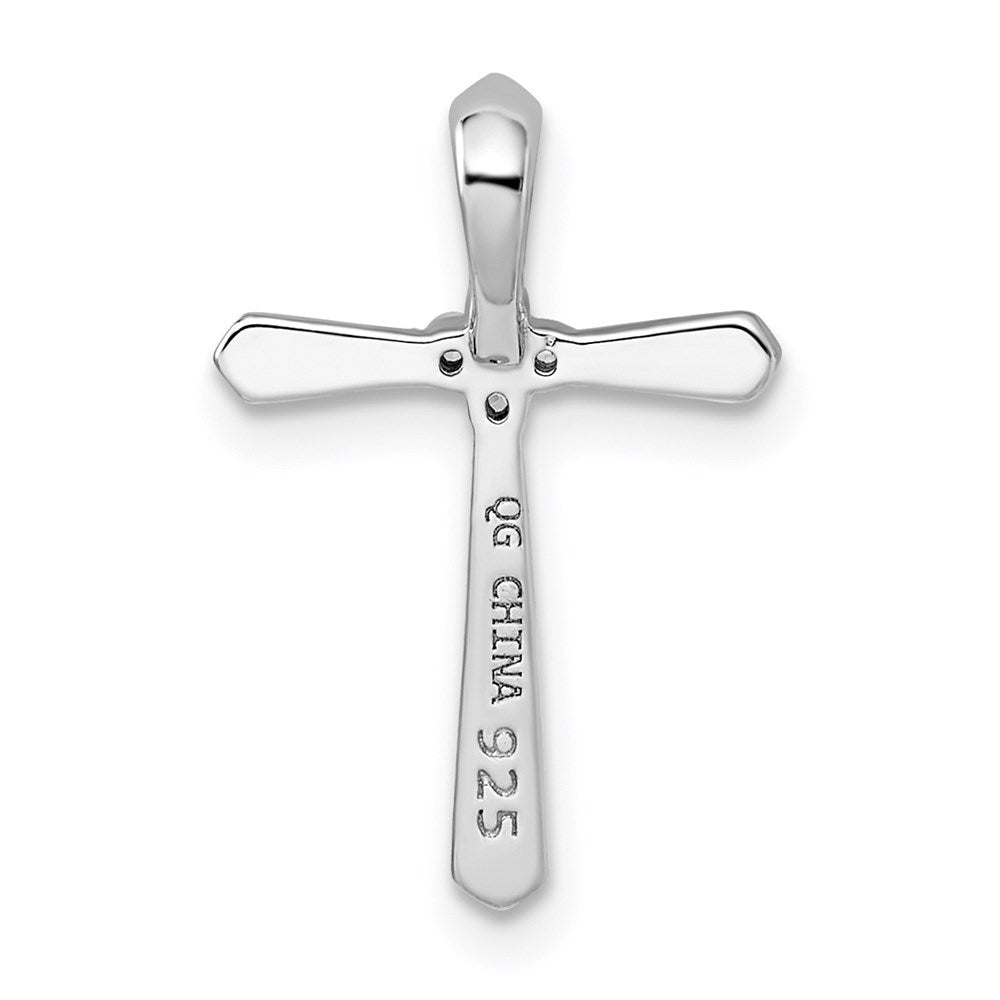 Sterling Silver Rhodium plated CZ Cross Chain Slide Pendant QC9390