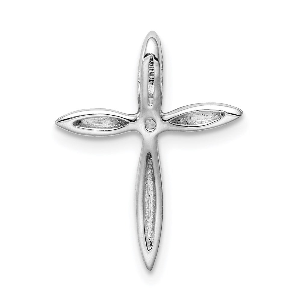 Sterling Silver Rhodium-plated Center CZ Passion Cross Chain Slide QC9391