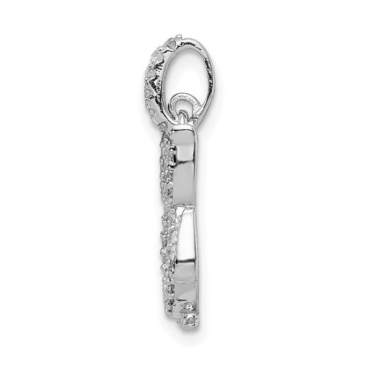 Sterling Silver Rhodium-plated CZ Owl Pendant QC9637
