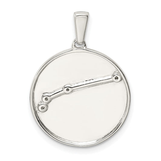 Sterling Silver Rhodium-plated & CZ Aries Zodiac Pendant QC9730