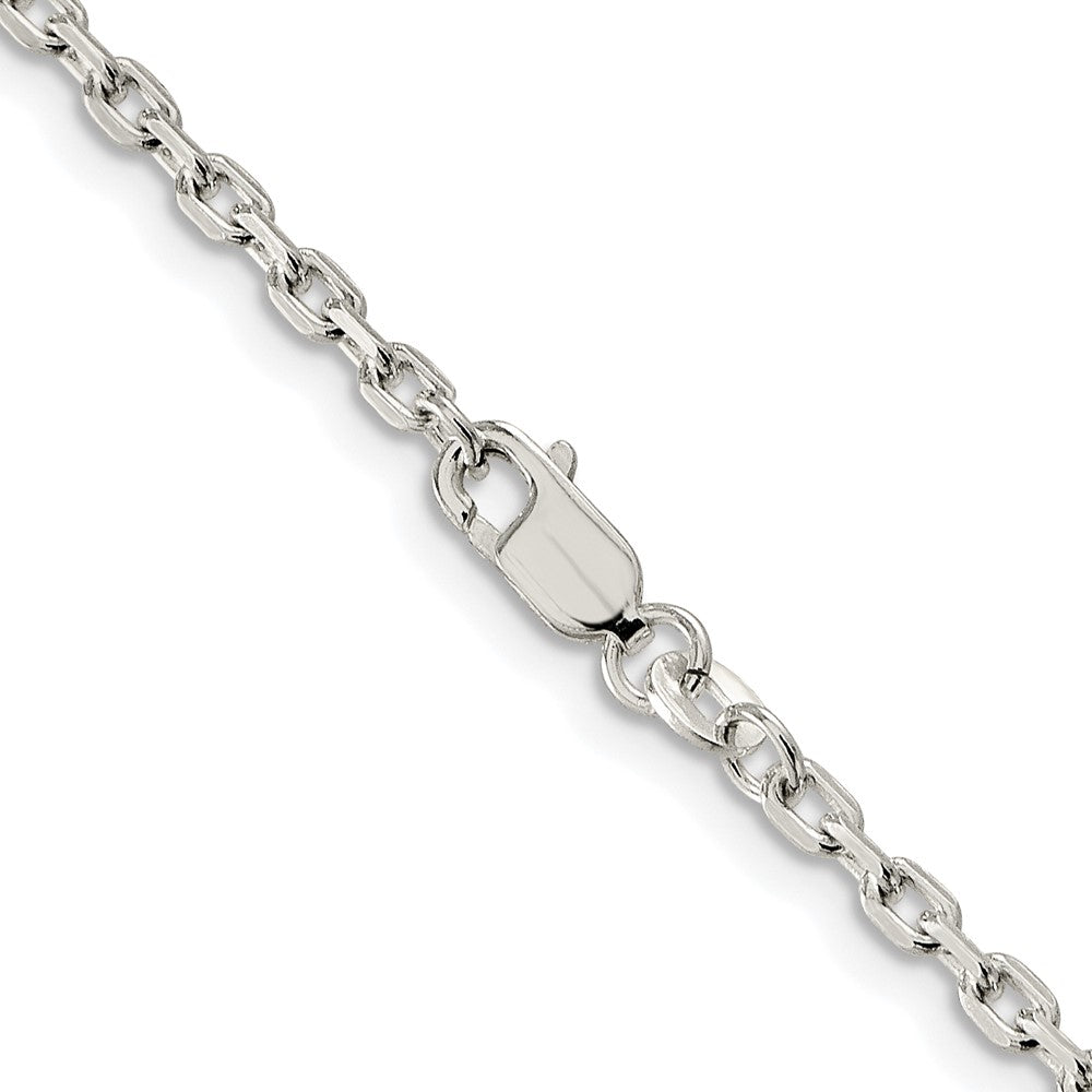 Sterling Silver Rhodium-plated 2.75mm Beveled Oval Cable ChainQCA080R