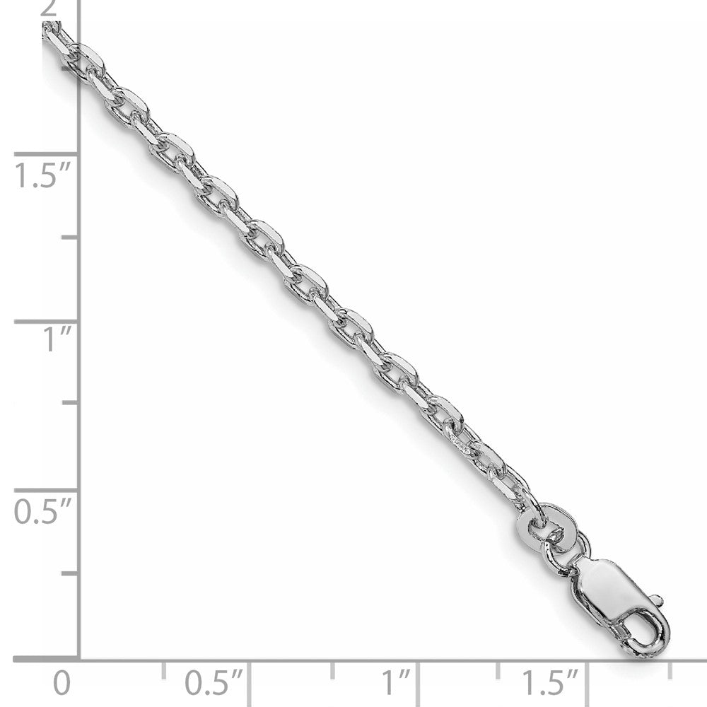 Sterling Silver Rhodium-plated 2.75mm Beveled Oval Cable Chain QCA080R-8