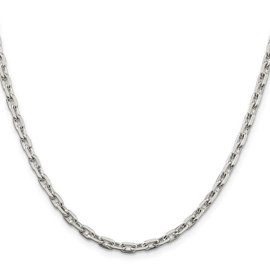 Sterling Silver 3.95mm Beveled Oval Cable ChainQCA120