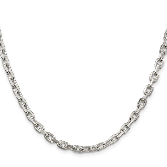 Sterling Silver Rhodium-plated 4.9mm Beveled Oval Cable ChainQCA150R