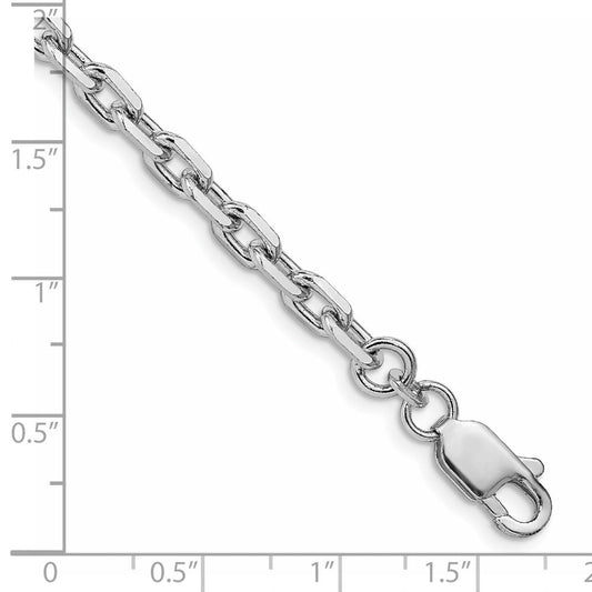 Sterling Silver Rhodium-plated 4.9mm Beveled Oval Cable Chain QCA150R-8