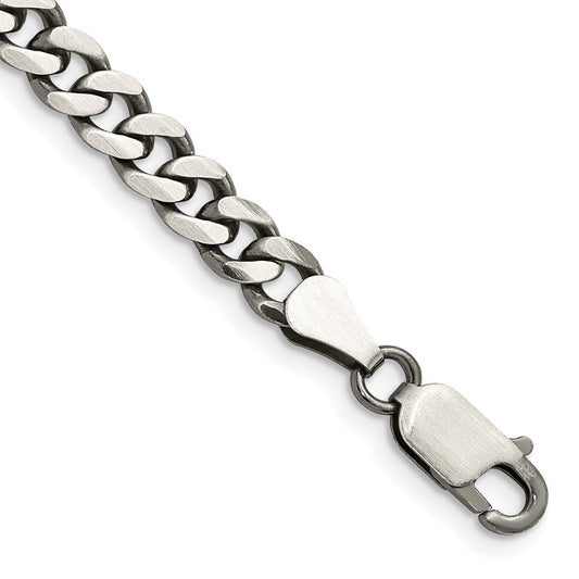 Sterling Silver Antiqued 6.0mm Curb Chain QCB150A-8