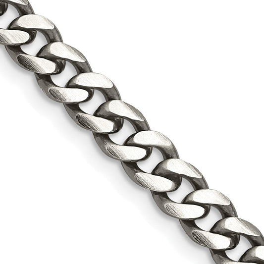 Sterling Silver Antiqued 6.0mm Curb ChainQCB150A