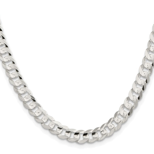 Sterling Silver Rhodium-plated 6.75mm Concave Beveled Curb ChainQCBC180R